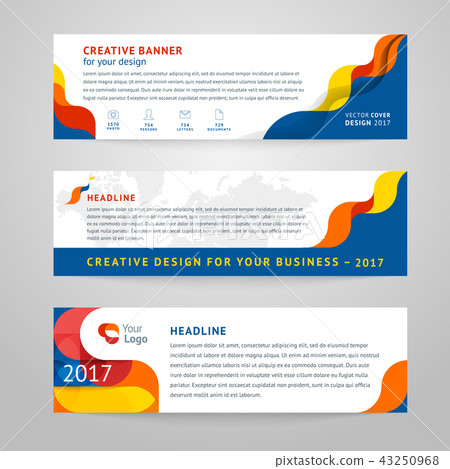 Vector Set Of Abstract Horizontal Banner Stock Illustration