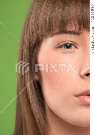 The close up eyes on face of young beautiful caucasian girl The close up eyes on face of young beautiful caucasian girl 43251950