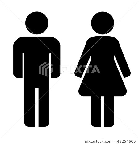 Man and woman icons. Restroom icon, toilet sign. Man and woman icons. Restroom icon, toilet sign. 43254609