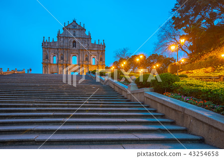 Ruins of St. Paul's at night in Macao, China 43254658