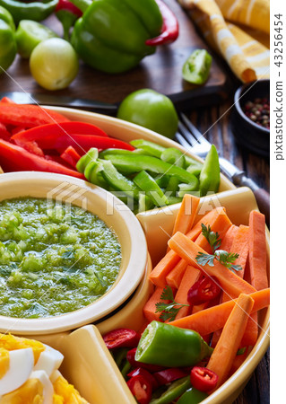 green salsa verde and mexican set for tacos green salsa verde and mexican set for tacos 43256454