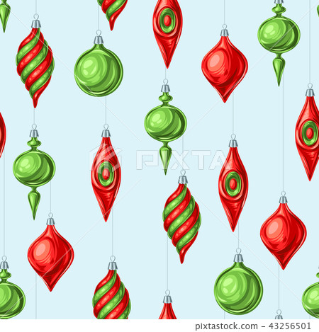 Christmas seamless pattern with balls. - Stock Illustration [43256501 ...
