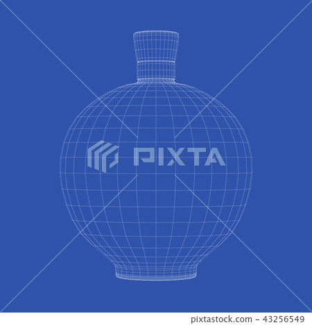 3D wire-frame model of alcohol bottle 3D wire-frame model of alcohol bottle 43256549