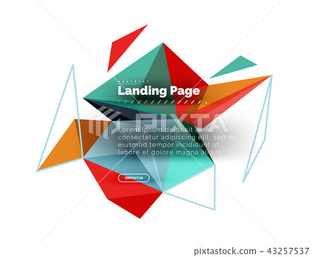 Triangular design abstract background, landing page. Low poly style colorful triangles on white 43257537