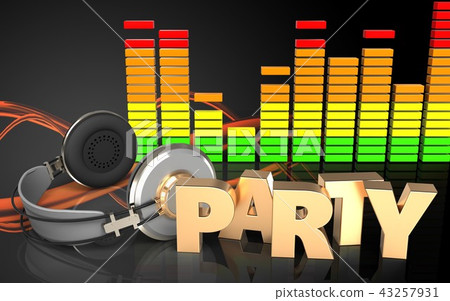 3d illustration of party sign audio spectrum 43257931