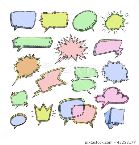 Bubbles vector blank speech bubbling messages for communication or dialog set of cartoon bubbly chat Bubbles vector blank speech bubbling messages for communication or dialog set of cartoon bubbly chat 43258177
