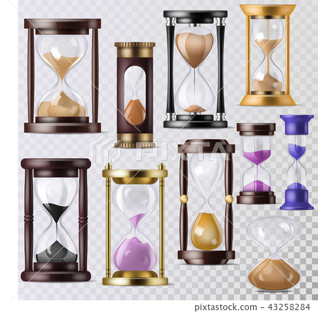 Sandglass vector glass clock with flowing sand... - Stock Illustration ...