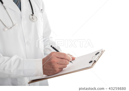 Doctor filling up medical form 43259880