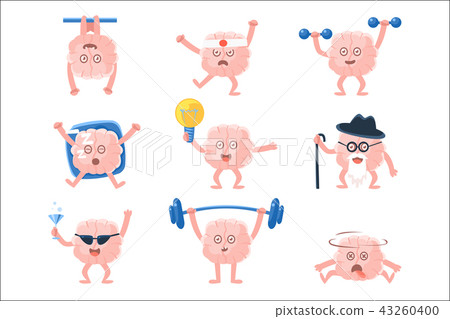 Humanized Brain Doing Different Activities Set Of Intellect Human Organ Cartoon Character Emoji Humanized Brain Doing Different Activities Set Of Intellect Human Organ Cartoon Character Emoji 43260400