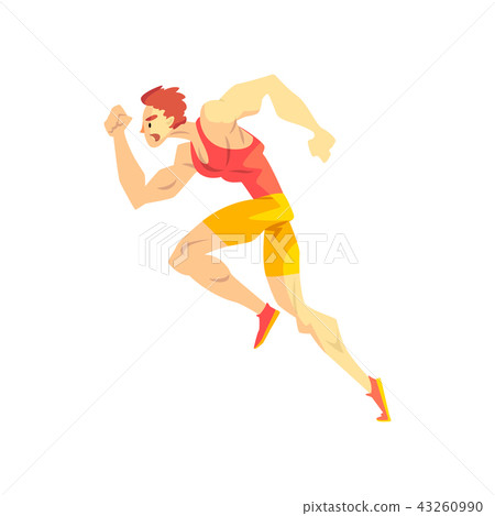 Running man, sportsman character in uniform, active sport lifestyle vector Illustration on a white 43260990