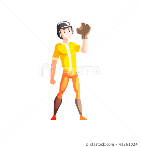 Baseball catcher player, male sportsman character in uniform, active healthy lifestyle vector Baseball catcher player, male sportsman character in uniform, active healthy lifestyle vector 43261024