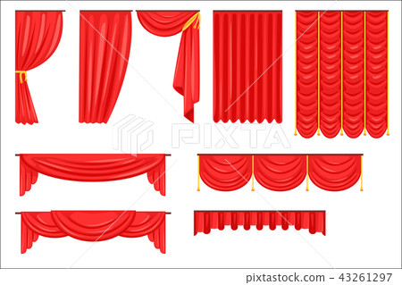 Different Types Of Theatrical Stage Curtain And Drapes In Red Velour Vector Collection Different Types Of Theatrical Stage Curtain And Drapes In Red Velour Vector Collection 43261297