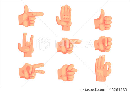 Conceptual Popular Hand Gestures Set Of Realistic Isolated Icons With Human Palm Signaling 43261383
