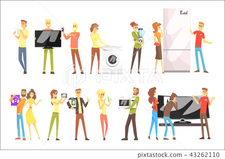 Happy Smiling People In Department Store Shopping For Domestic Equipment Choosing Electronic Objects 43262110