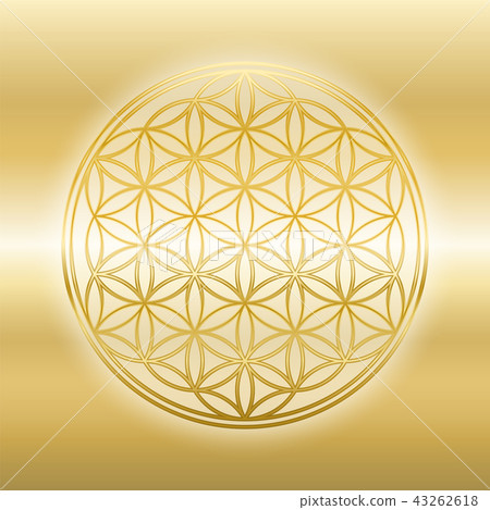 Flower Of Life Shiny Golden Gleaming Glossy Gold 43262618