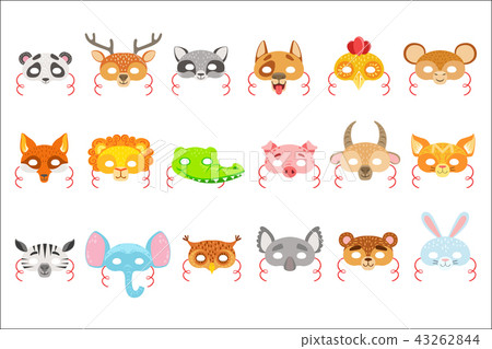Animal Paper Masks Set Of Icons. Masks For Kids Carnival Costumes In Simple Colorful Style Isolated Animal Paper Masks Set Of Icons. Masks For Kids Carnival Costumes In Simple Colorful Style Isolated 43262844