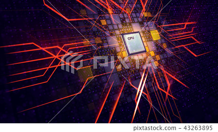 CPU produces straight and diagonal energy crosses - Stock Illustration ...