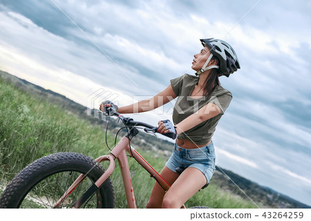 Fat bike also called fatbike or fat-tire bike in summer driving 43264259