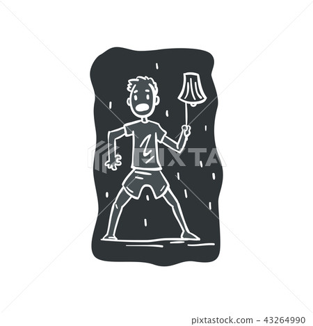 Man suffering from nyctophobia, human fear concept vector Illustration on a white background 43264990