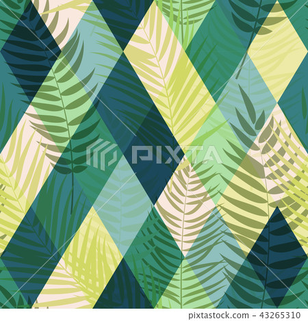 Beautifil Palm Tree Leaf  Silhouette Seamless Pattern Background Vector Illustration 43265310