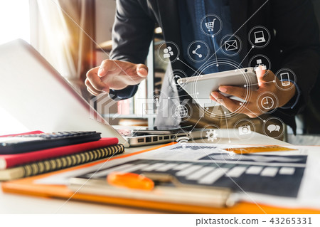 business man hand working with laptop computer business man hand working with laptop computer 43265331