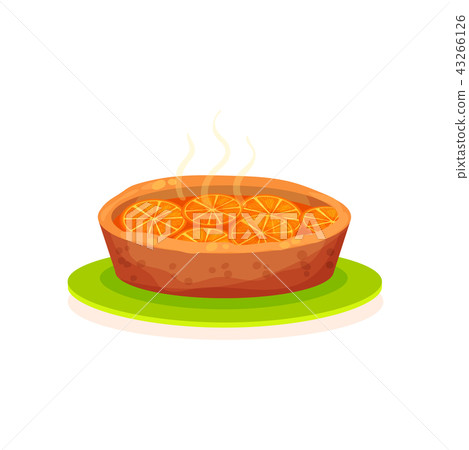 Freshly baked pie with oranges vector Illustration on a white background 43266126