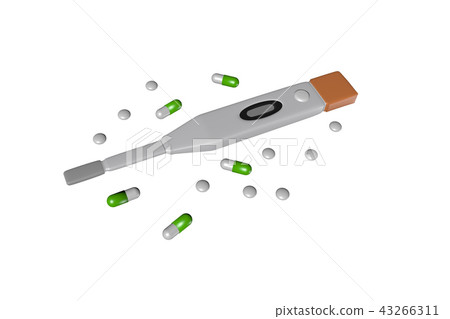 溫度計和醫學（白背）的插圖 43266311
