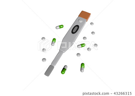 溫度計和醫學（白背）的插圖 43266315
