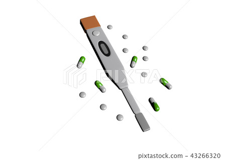 溫度計和醫學（白背）的插圖 43266320