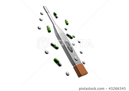 溫度計和醫學（白背）的插圖 43266345