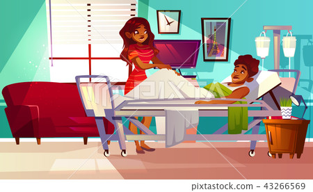 Hospital ward patient visitor vector illustration Hospital ward patient visitor vector illustration 43266569
