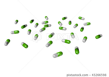 Illustration of medicine (Mainly with green capsule) Illustration of medicine (Mainly with green capsule) 43266598