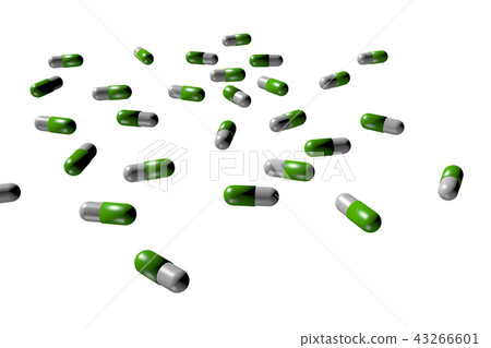 Illustration of medicine (Mainly with green capsule) Illustration of medicine (Mainly with green capsule) 43266601