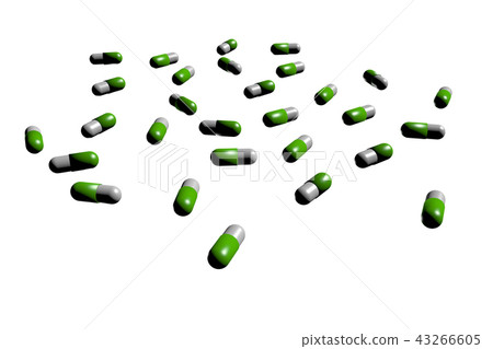 醫學的插圖(主要是綠色膠囊) 醫學的插圖(主要是綠色膠囊) 43266605