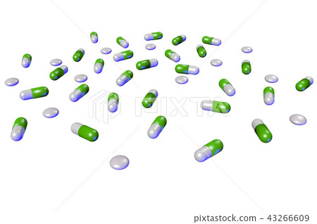 醫學的插圖(主要是綠色膠囊) 醫學的插圖(主要是綠色膠囊) 43266609