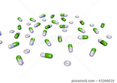 Illustration of medicine (Mainly with green capsule) 43266610