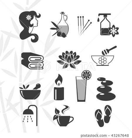 black Spa icons set on a white background - Stock Illustration ...