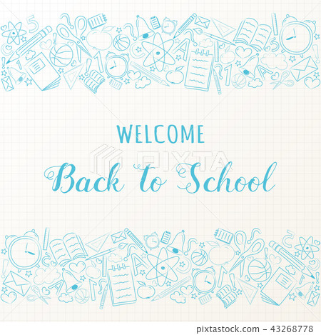 School poster with doodles and calligraphy. Vector School poster with doodles and calligraphy. Vector 43268778
