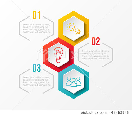 Hexagonal infographic with business icons. Vector. 43268956