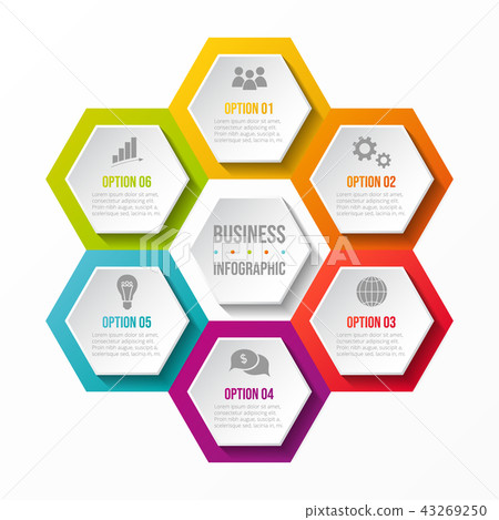 Business infograph - diagram with hexagons. Vector 43269250