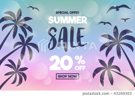 Banner with tropical palms for Summer Sale. Vector Banner with tropical palms for Summer Sale. Vector 43269303