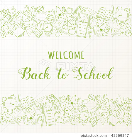 School poster with doodles and calligraphy. Vector School poster with doodles and calligraphy. Vector 43269347