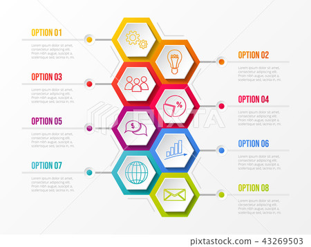 Business infographic with hexagonal icons. Vector.-插圖素材 [43269503 ...