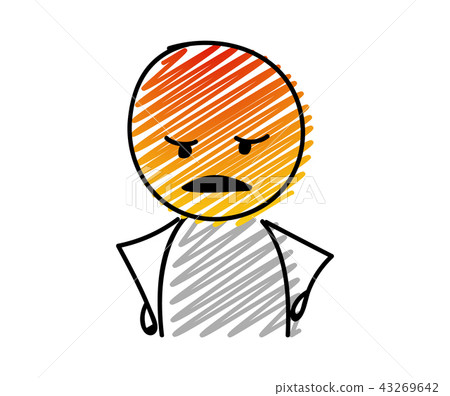Icon of stickman with angry expression. Vector. 43269642