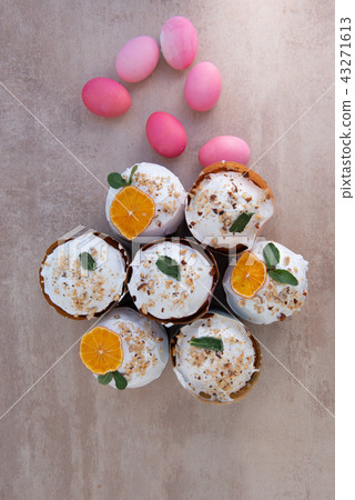 Easter, Easter cake with a complex composition, beautiful scenery, dried fruits 43271613