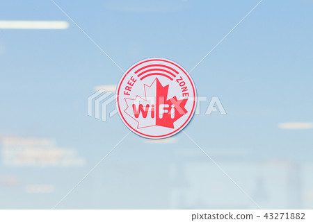 Free wifi zone red and white sign Free wifi zone red and white sign 43271882