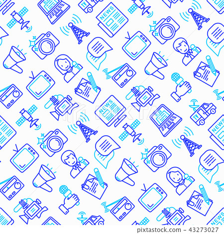 Mass media seamless pattern with thin line icons Mass media seamless pattern with thin line icons 43273027