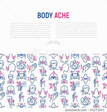 Body aches concept with thin line icons Body aches concept with thin line icons 43273031