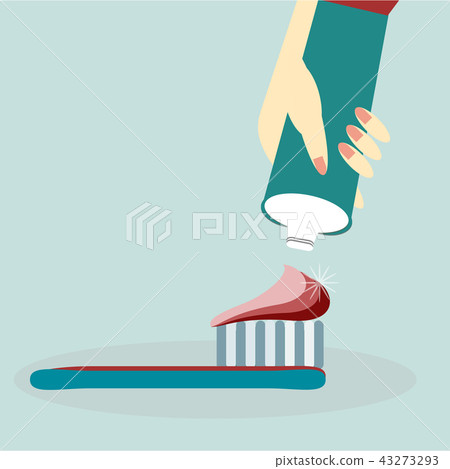 human hand holding a tube of toothpaste human hand holding a tube of toothpaste 43273293