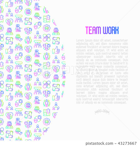 Teamwork concept with thin line icons Teamwork concept with thin line icons 43273667